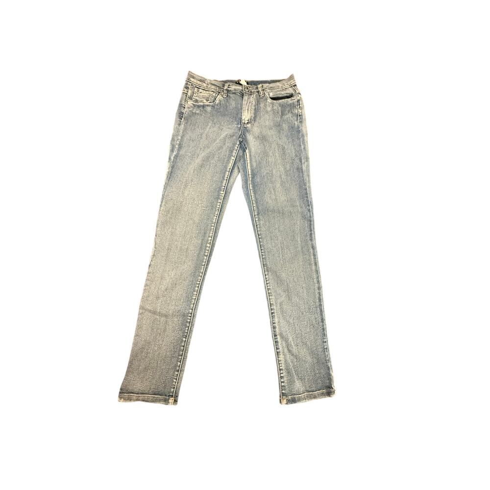Venus Women's Blue Rhinestone Button Slim Straight Denim Jeans Size 4